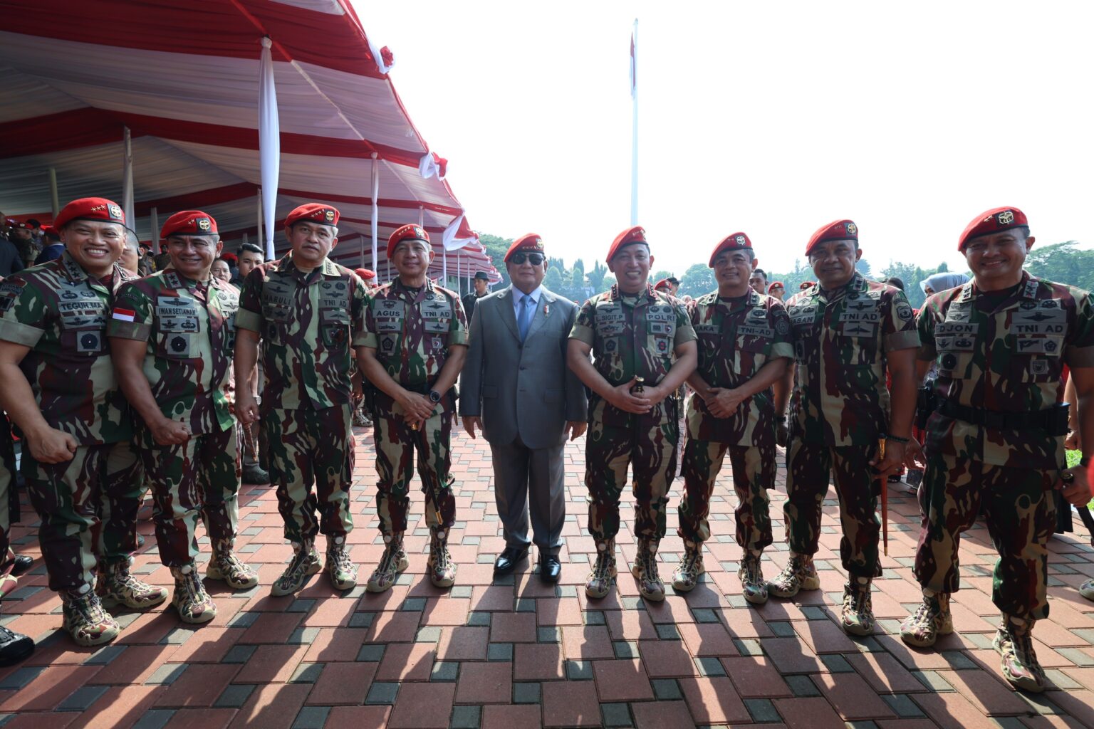 Prabowo Subianto attends the 72nd Anniversary of Kopassus and receives a rousing welcome