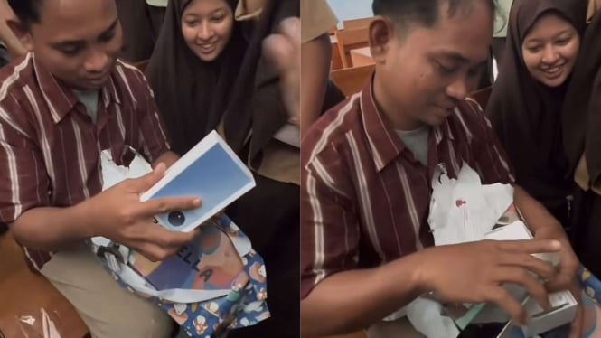 Guru di Makassar yang Sedang Viral Merasa Terharu Karena Dapat Handphone dari Siswanya