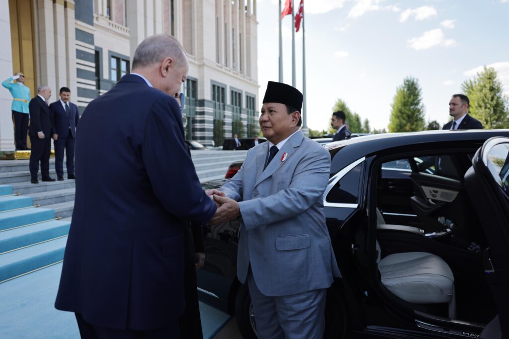 Prabowo Subianto Escort by Erdoğan to Car After Meeting in Turkey